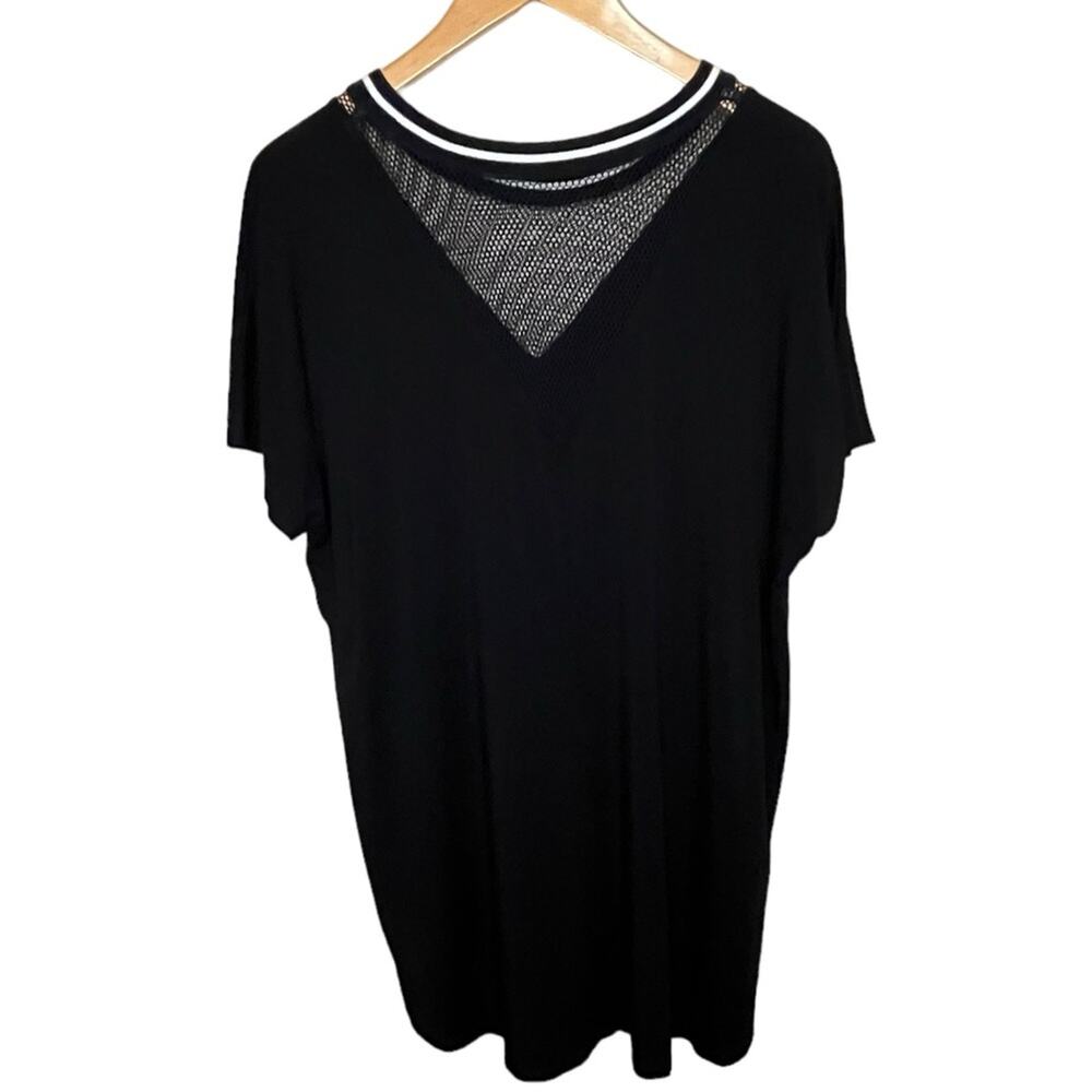 LIVI Active Lane Bryant Black Knit Tunic Round Neck Mesh Detail Size 14/16